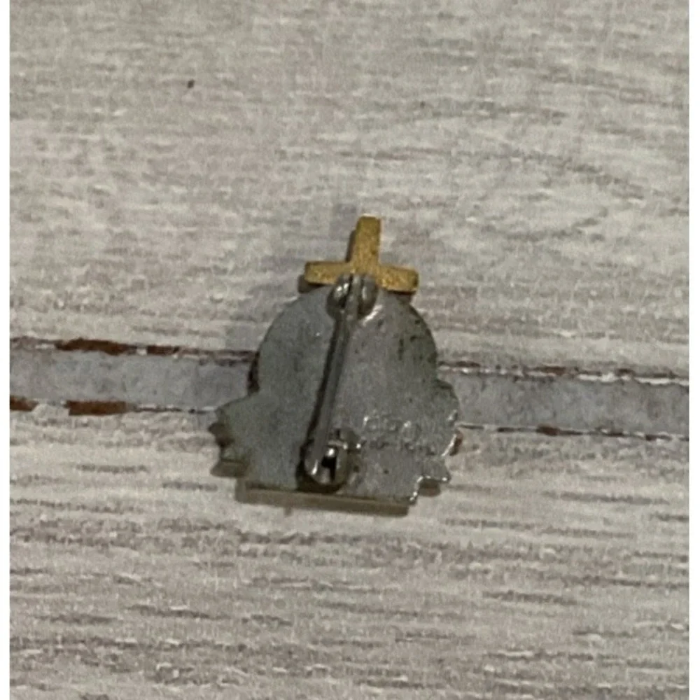 Silver & Goldtone‎ Pin w/ Cross & Alter Sacrifice Vintage